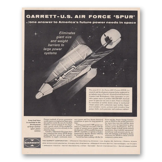 1962 Garrett AiResearch US Air Force Spur Vintage Magazine Print Ad