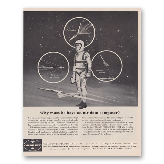 1962 Garrett AiResearch Why Must He Have An Air Data Computer Vintage Magazine Print Ad