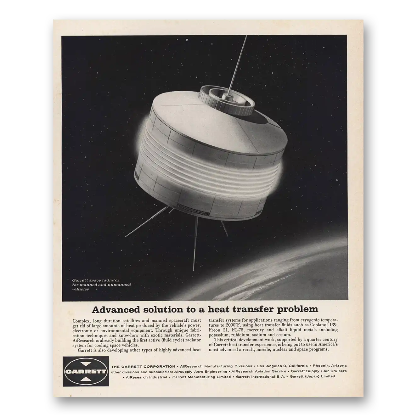 1962 Garrett AiResearch Advanced Solution to a Heat Transfer Problem Vintage Magazine Print Ad