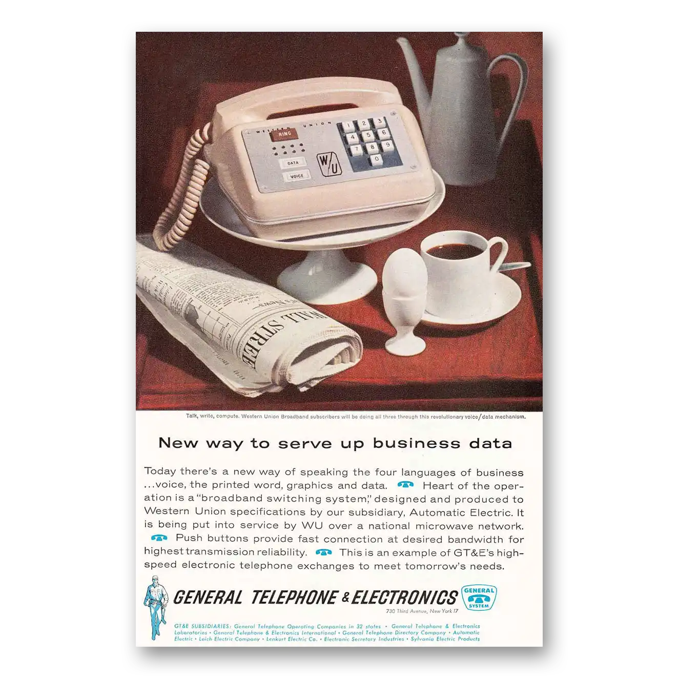 1962 General Telephone GTE New Way To Serve Up Business Vintage Magazine Print Ad