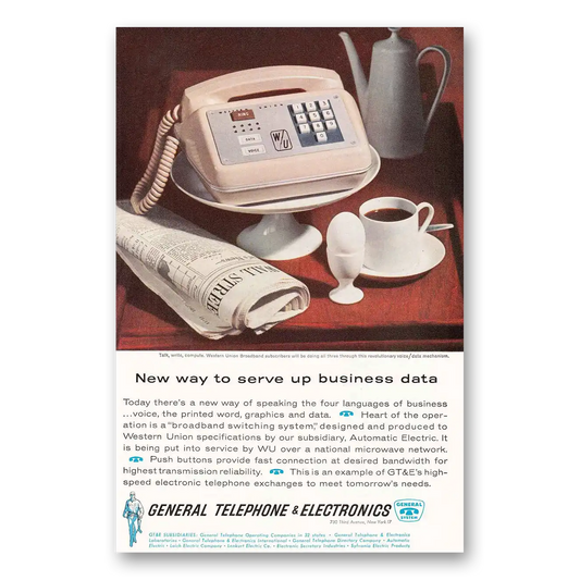 1962 General Telephone GTE New Way To Serve Up Business Vintage Magazine Print Ad