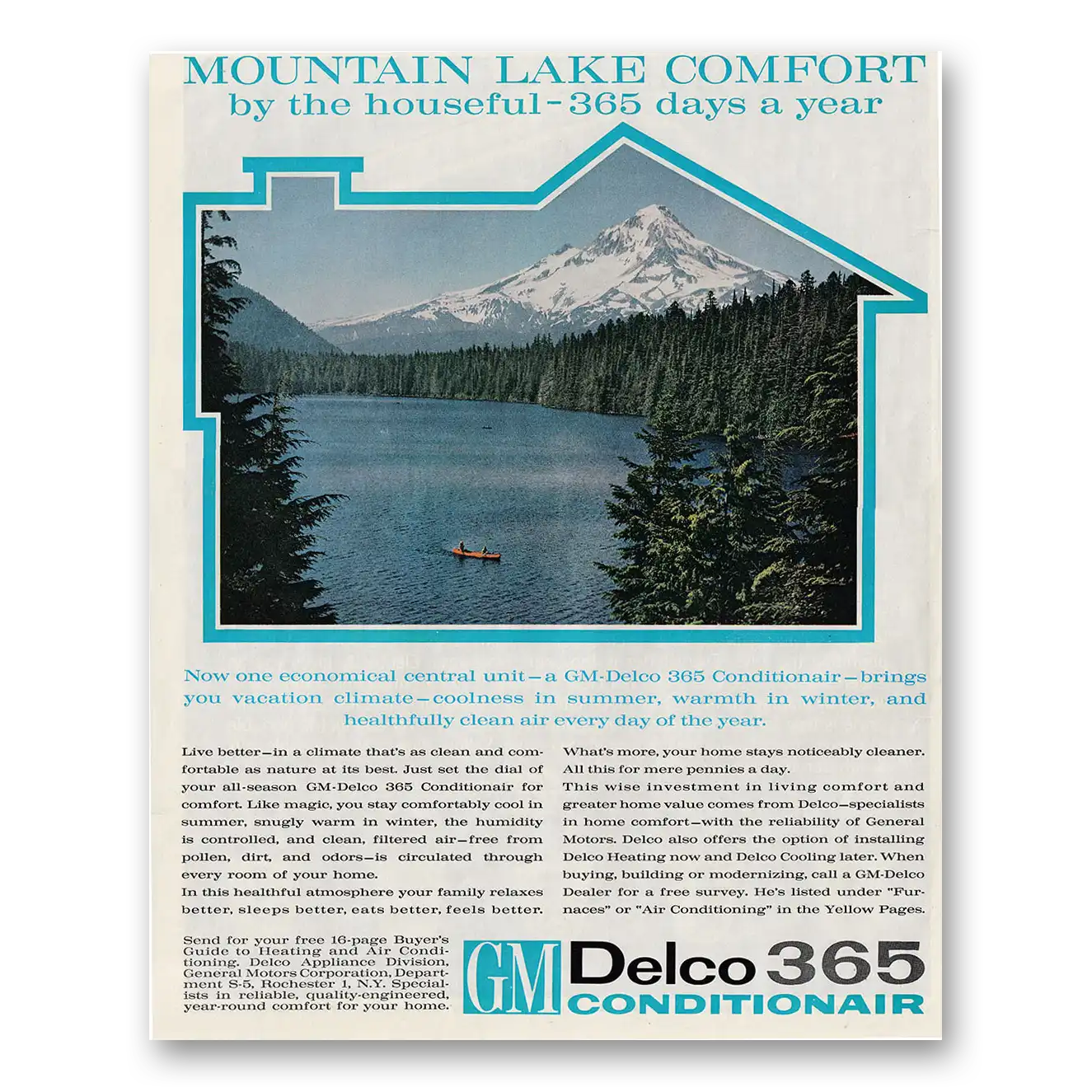 1962 GM Delco Conditionair Mountain Lake Comfort Vintage Magazine Print Ad