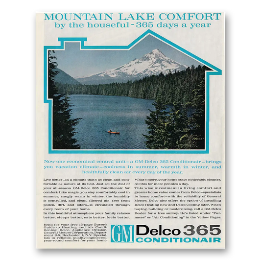 1962 GM Delco Conditionair Mountain Lake Comfort Vintage Magazine Print Ad