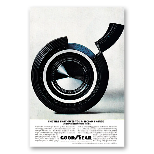 1962 Goodyear Tires Second Tire Inside Vintage Magazine Print Ad