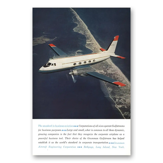 1962 Grumman Aircraft Engineering Standard in Business Aviation Vintage Magazine Print Ad