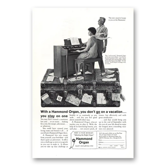 1962 Hammond Organ Luxury Spinet Vintage Magazine Print Ad