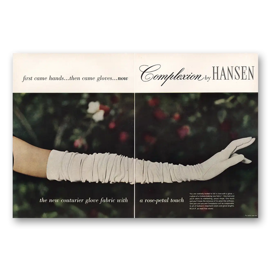 1962 Hansen Complexion Gloves First Came Hands Then Came Gloves Vintage Magazine Print Ad