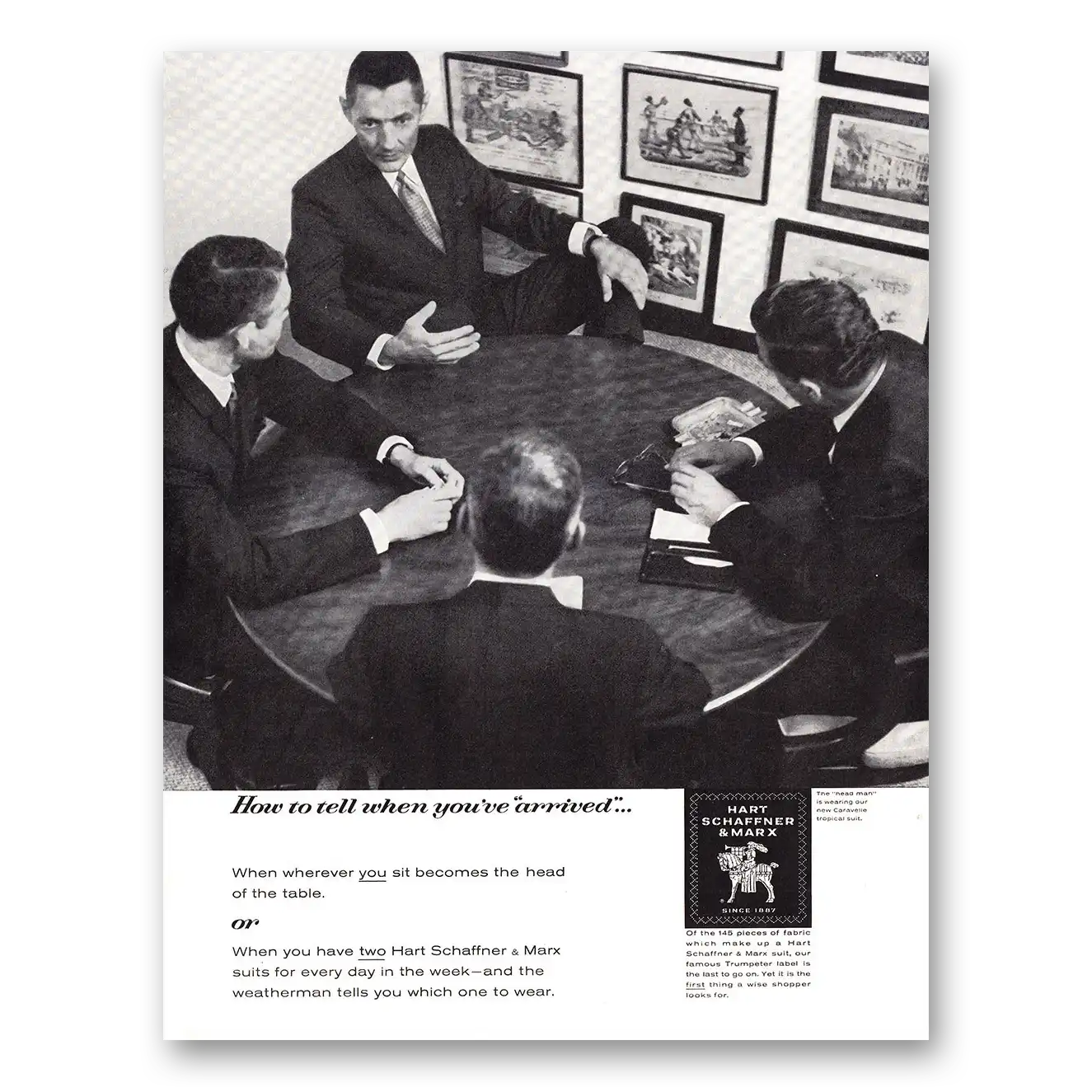 1962 Hart Schaffner Marx You've Arrived Vintage Magazine Print Ad