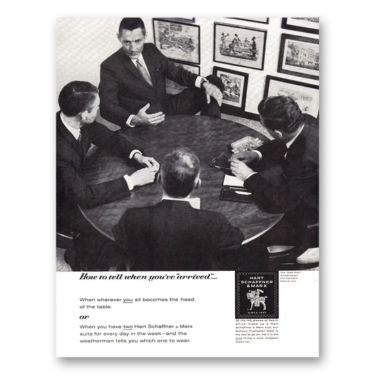 1962 Hart Schaffner Marx You've Arrived Vintage Magazine Print Ad