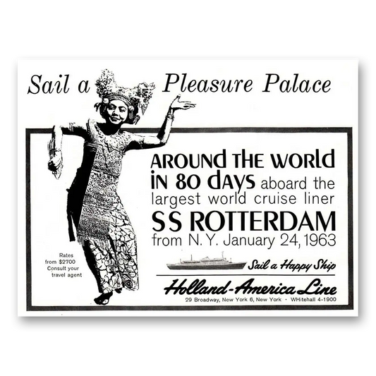 1962 Holland America Line SS Rotterdam Vintage Magazine Print Ad