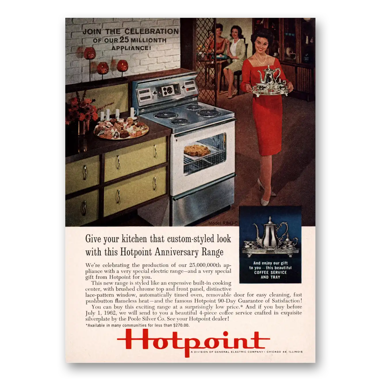 1962 Hotpoint Oven Millionth Appliance Vintage Magazine Print Ad