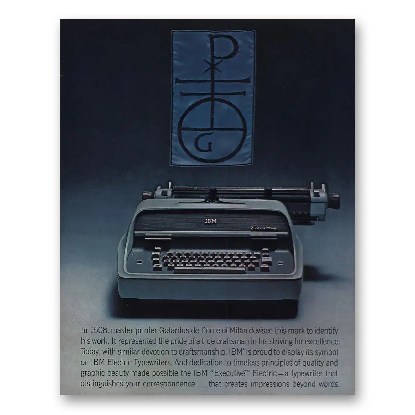 1962 IBM Electric Typewriter Gotardus de Ponte Vintage Magazine Print Ad