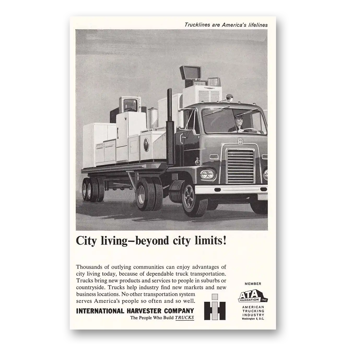 1962 International Trucks City Living Beyond City Limits Vintage Magazine Print Ad