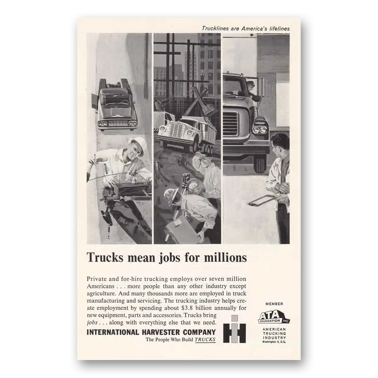 1962 International Trucks Trucks Mean Jobs for Millions Vintage Magazine Print Ad