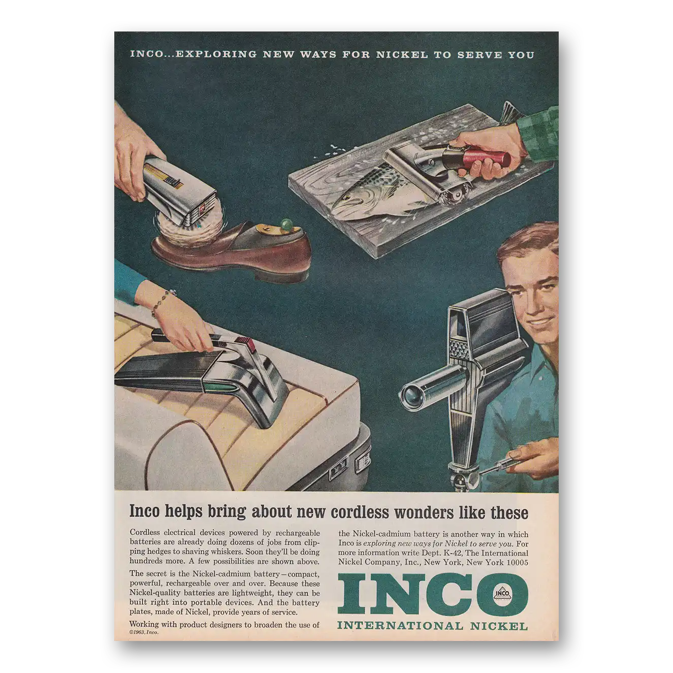 1962 International Nickel INCO Creates New Metal for Space Age Progress Vintage Magazine Print Ad