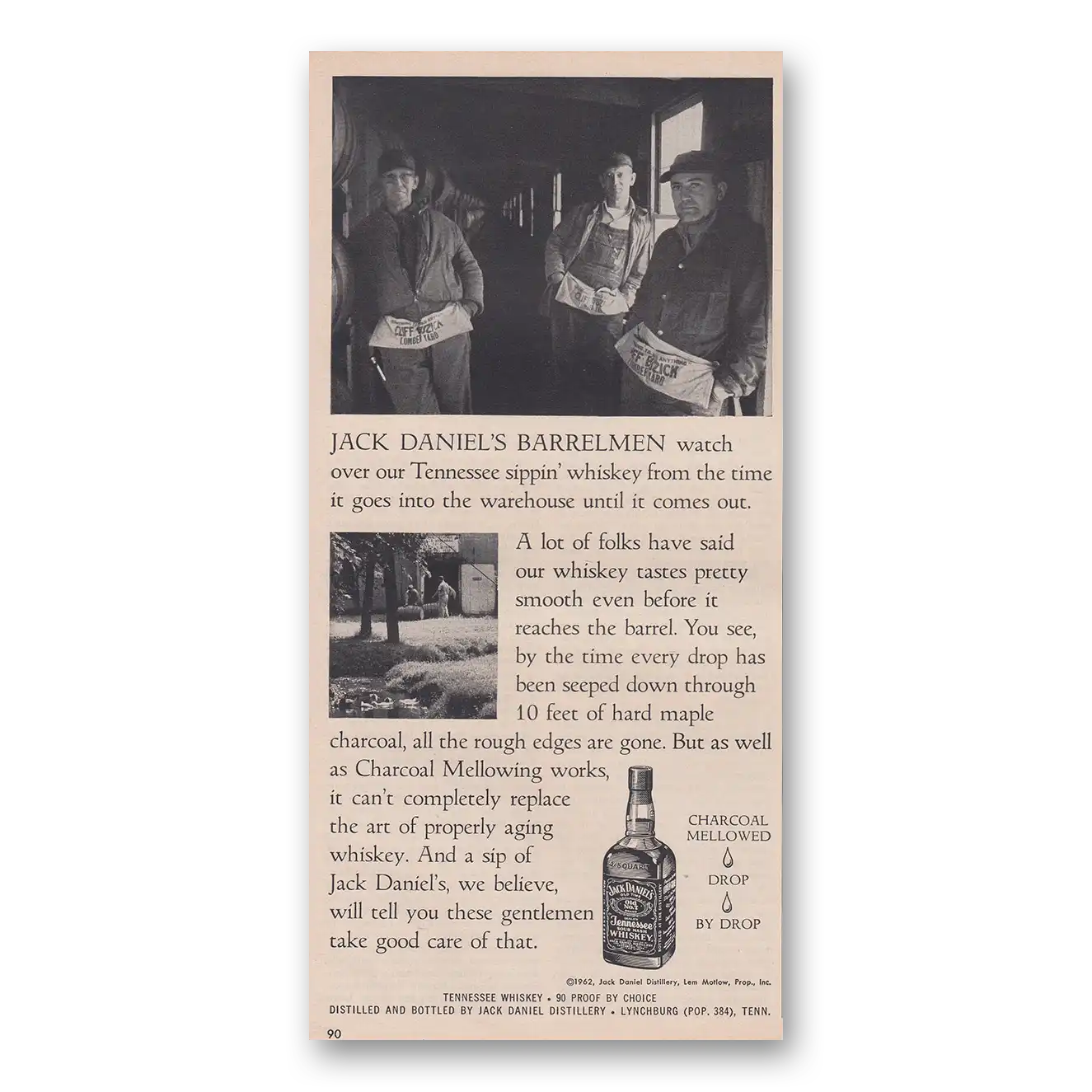 1962 Jack Daniels Barrelmen Watch Over Our Tennessee Vintage Magazine Print Ad