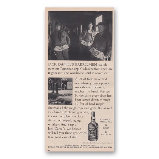 1962 Jack Daniels Barrelmen Watch Over Our Tennessee Vintage Magazine Print Ad