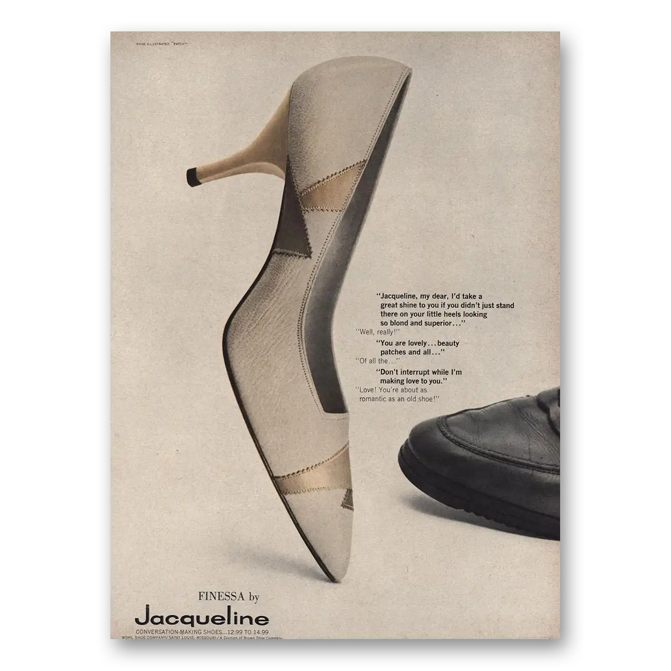 1962 Finessa Jacqueline Shoes My Dear Take a Great Shine Vintage Magazine Print Ad