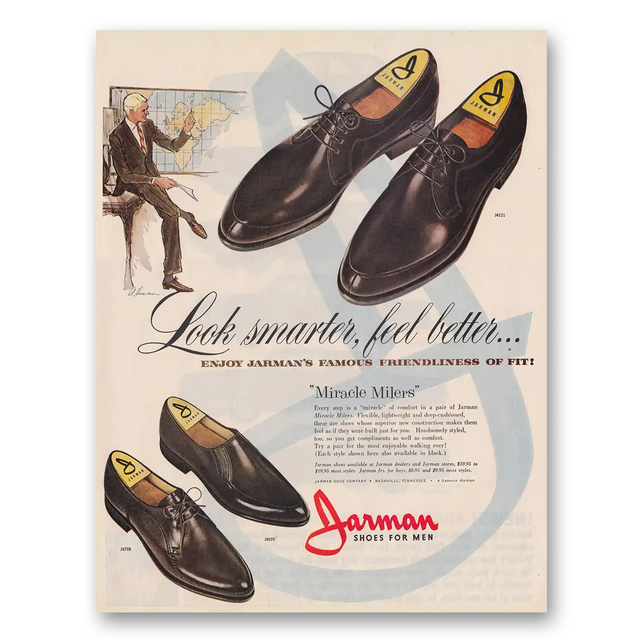 1962 Jarman Shoes Men Look Smarter Feel Better Vintage Magazine Print Ad