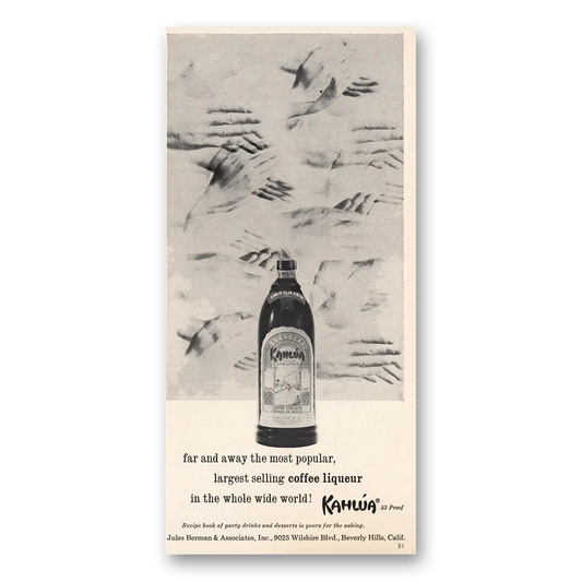 1962 Kahlua Far and Away Most Popular Vintage Magazine Print Ad