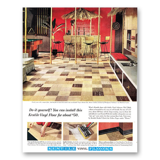 1962 Kentile Flooring Vinyl Floors Tropical Flair Vintage Magazine Print Ad