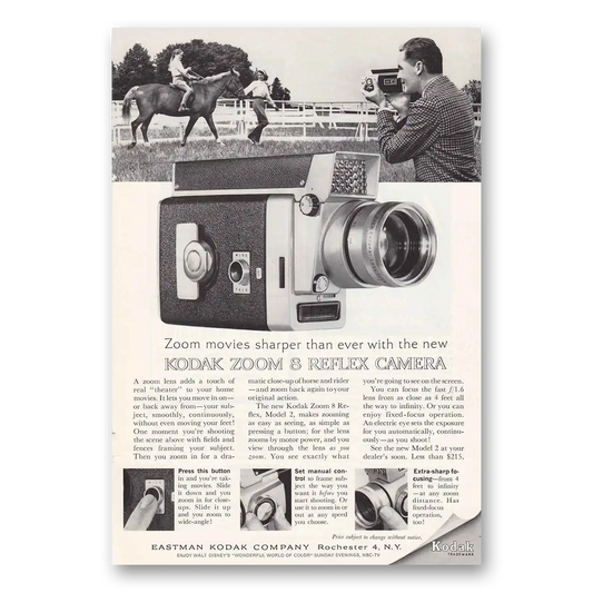 1962 Kodak Movie Camera Zoom Movies Sharper Vintage Magazine Print Ad