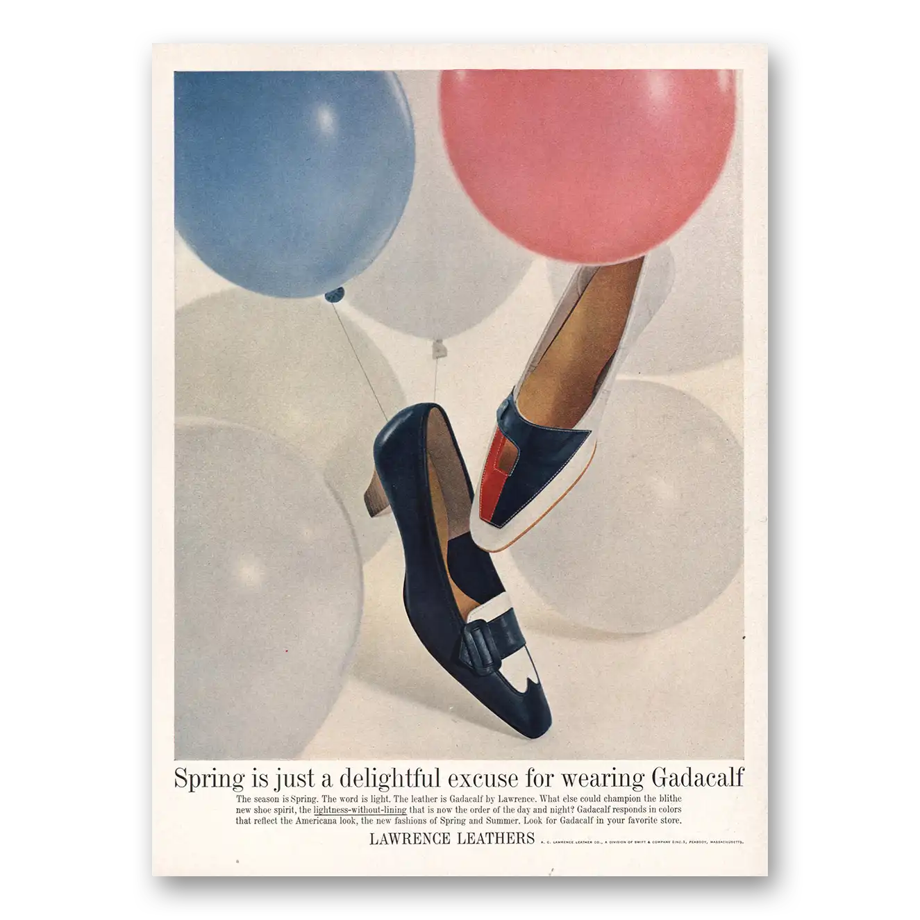 1962 Lawrence Leathers Shoes Gadacalf Spring Delightful Excuse Vintage Magazine Print Ad