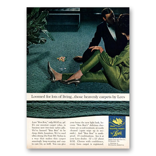 1962 Lees Carpet Loomed for Lots of Living Vintage Magazine Print Ad