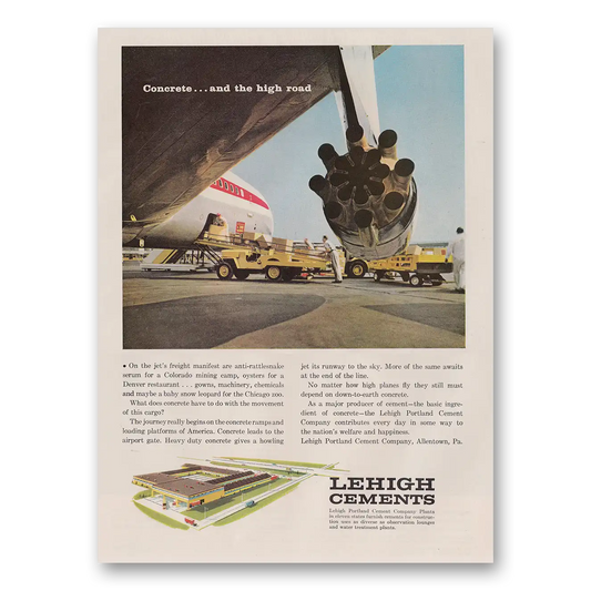 1962 Lehigh Cements High Road Vintage Magazine Print Ad