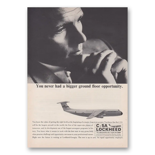 1965 Lockheed C5A Bigger Ground Floor Opportunity Vintage Magazine Print Ad