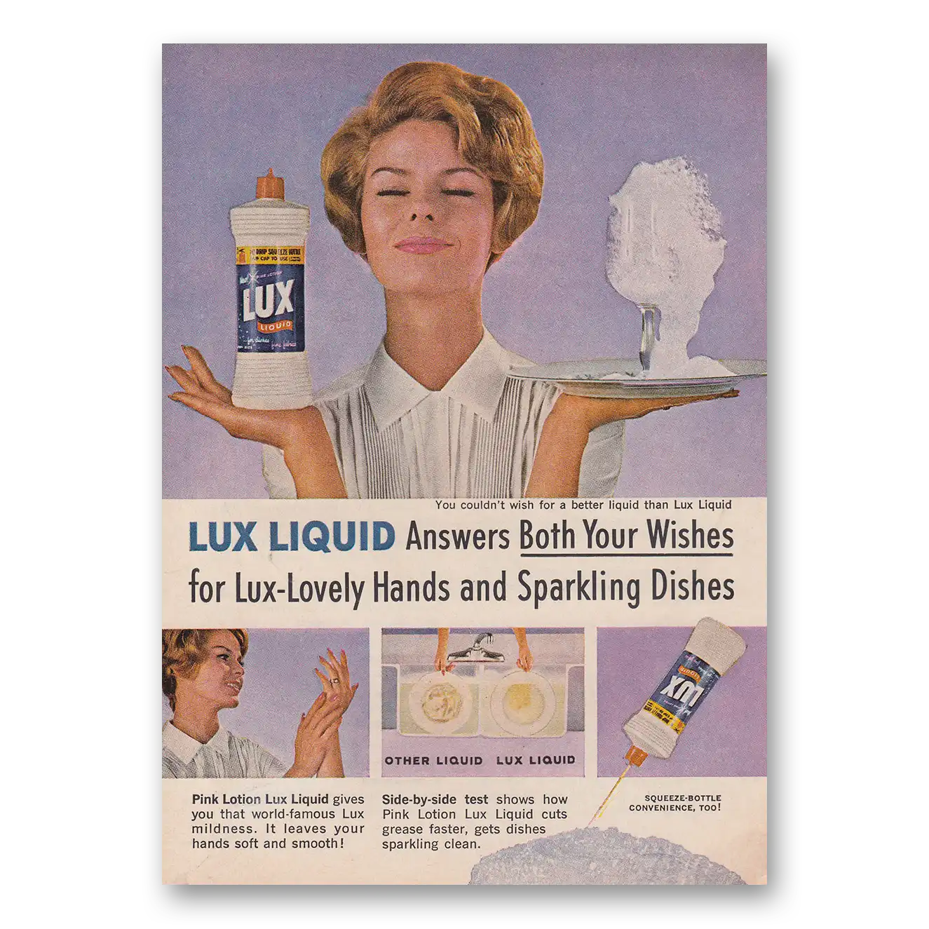 1962 Lux Soap Answers Both Your Wishes Vintage Magazine Print Ad