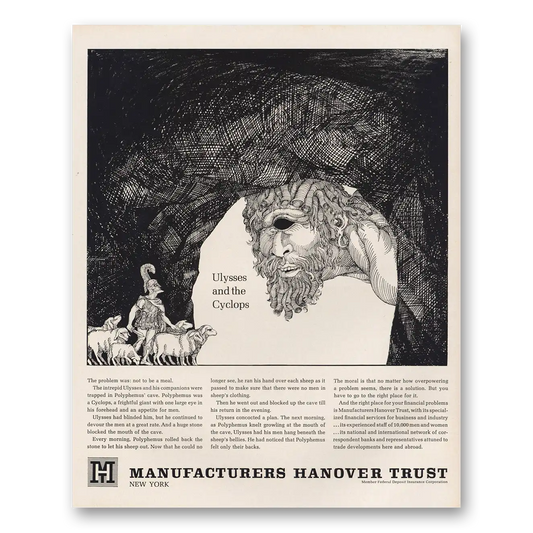 1962 Manufacturers Hanover Ulysses and the Cyclops Vintage Magazine Print Ad