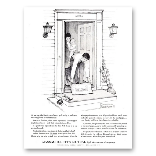 1962 Massachusetts Mutual Welcome Norman Rockwell Vintage Magazine Print Ad