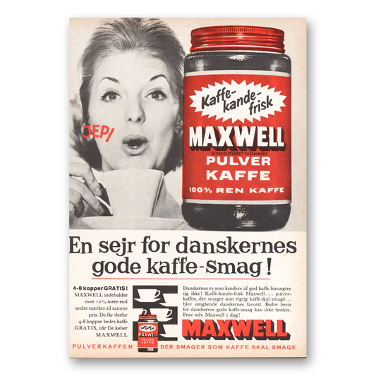 1962 Maxwell House Coffee Pulver Kaffe Dutch Vintage Magazine Print Ad