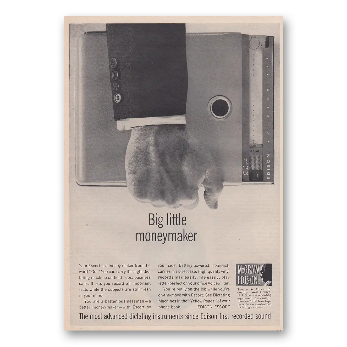 1962 McGraw Edison Dictating Instruments Big Little Moneymaker Vintage Magazine Print Ad