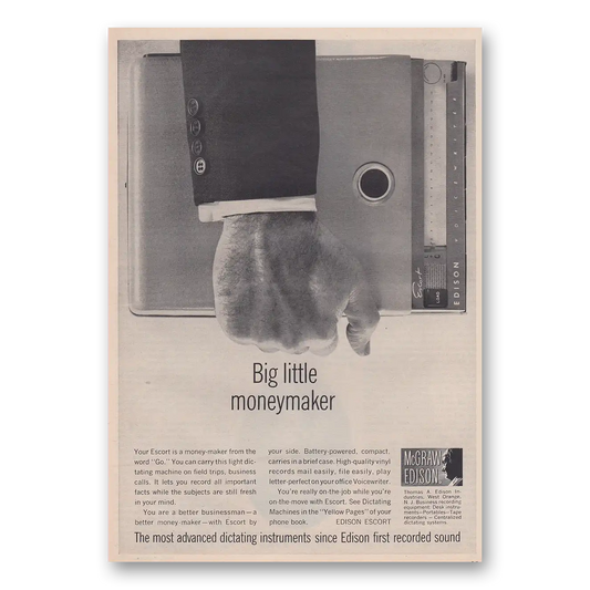 1962 McGraw Edison Dictating Instruments Big Little Moneymaker Vintage Magazine Print Ad