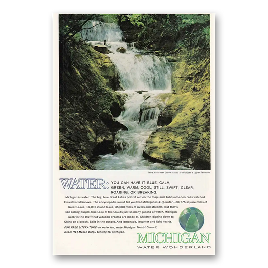 1962 Michigan Sable Falls Upper Peninsula Vintage Magazine Print Ad