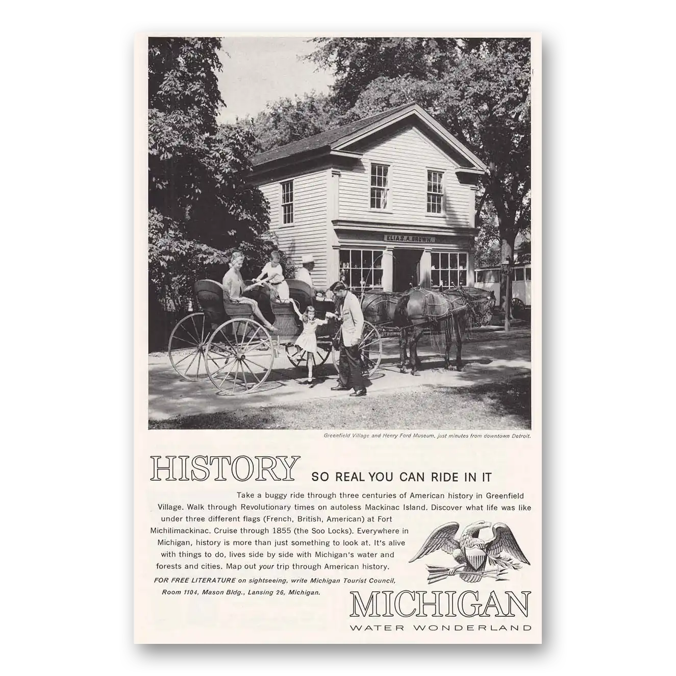 1962 Michigan Greenfield Village Henry Ford Museum Vintage Magazine Print Ad