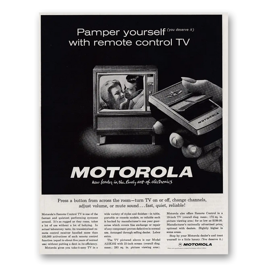 1962 Motorola Television Pamper Yourself With Remote Control TV Vintage Magazine Print Ad