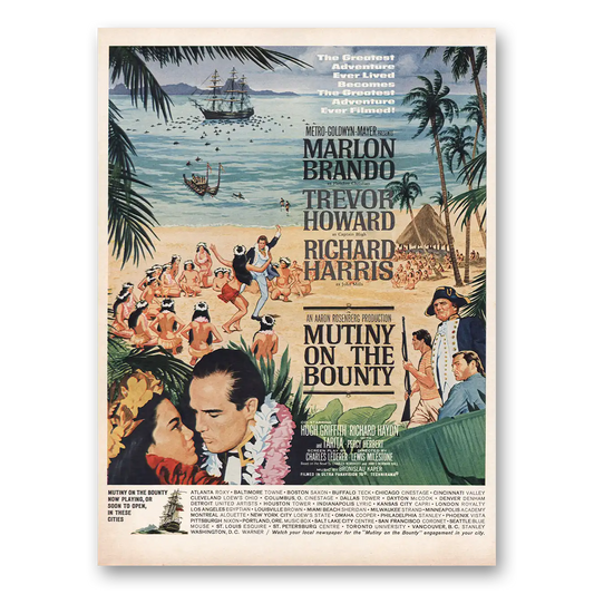 1962 Mutiny on the Bounty Movie Promo Marlon Brando and Trevor Howard Vintage Magazine Print Ad