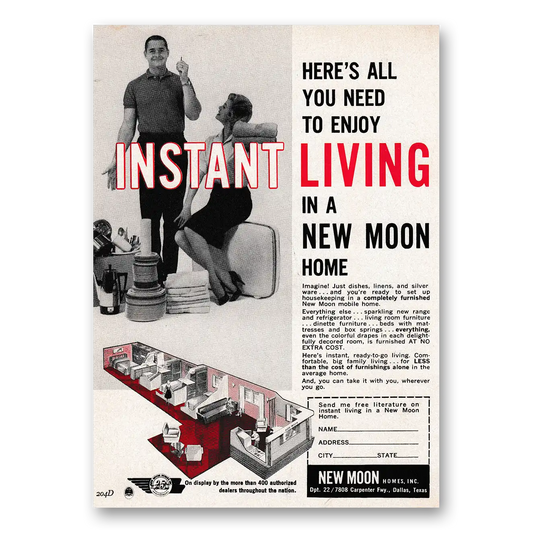 1962 New Moon Homes All You Need to Enjoy Instant Living Vintage Magazine Print Ad