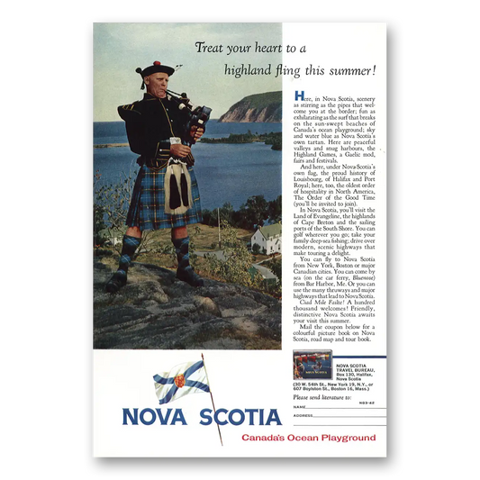 1962 Nova Scotia Canada Treat Your Heart Vintage Magazine Print Ad