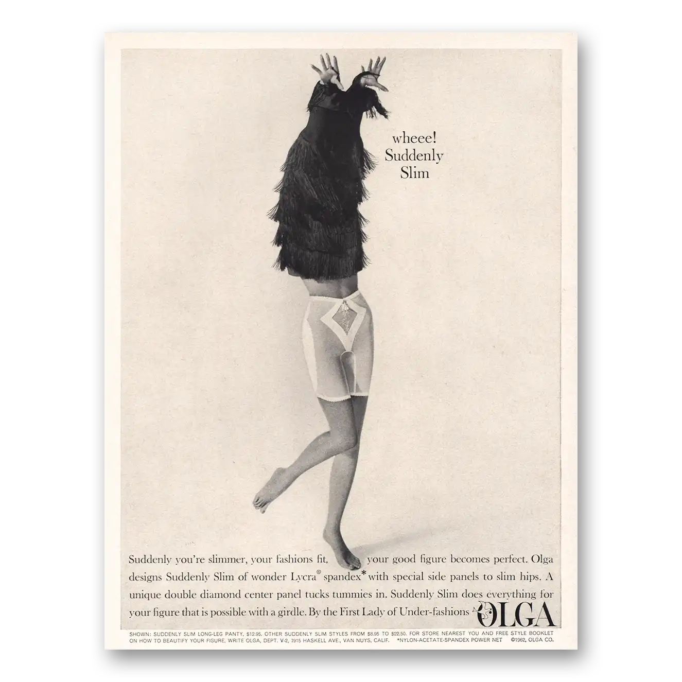 1962 Olga Suddenly Slim Wheee Vintage Magazine Print Ad