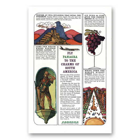 1962 Panagra Charms of South America Vintage Magazine Print Ad