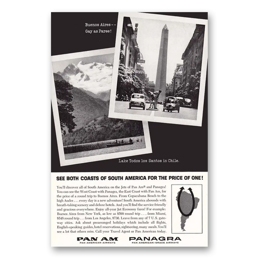 1962 Pan Am Lake Todoes los Santos Buenos Aires Vintage Magazine Print Ad