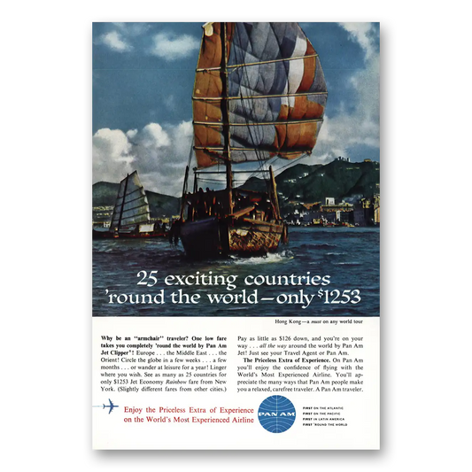 1962 Pan Am Exciting Countries Hong Kong Vintage Magazine Print Ad