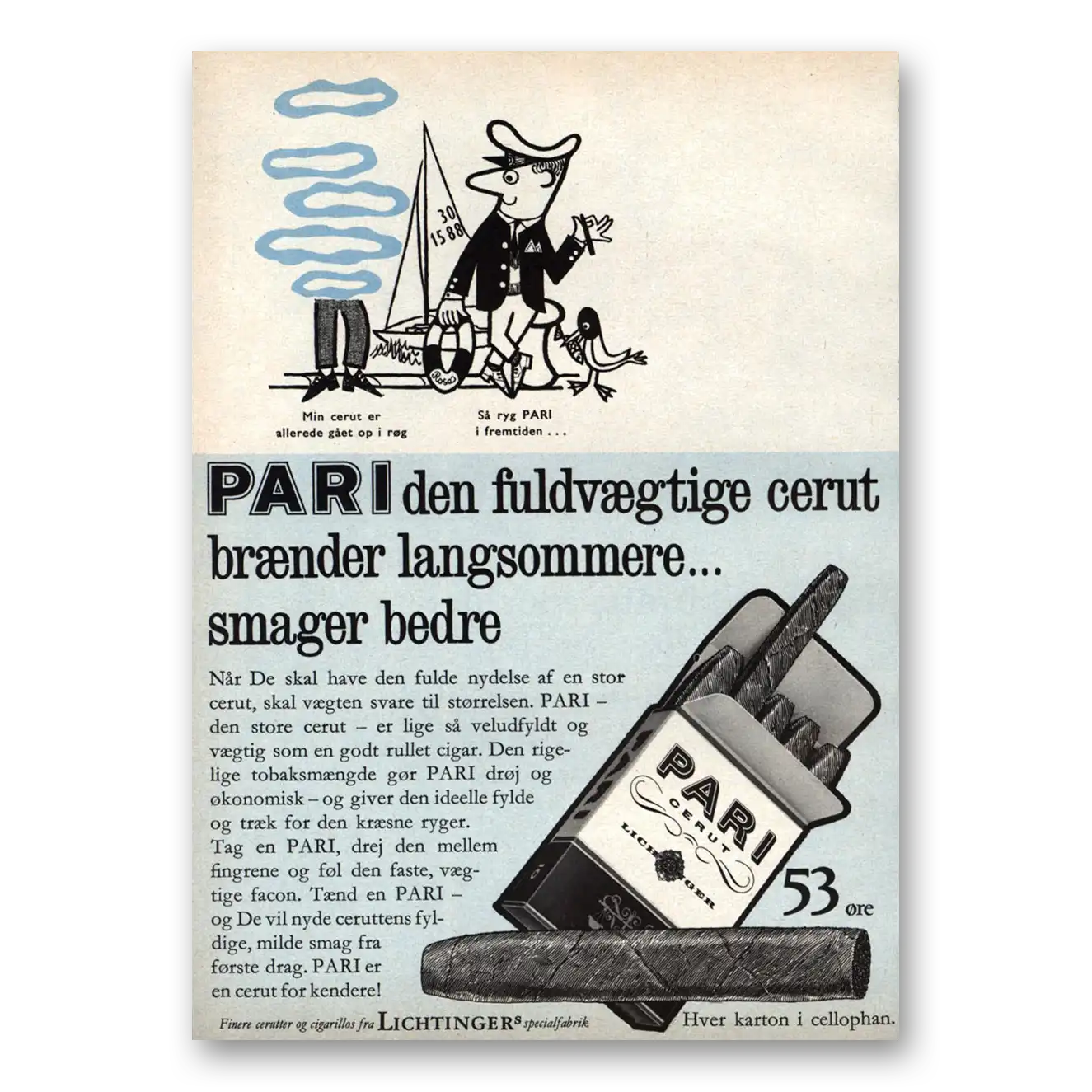 1962 Pari Cigarettes Smager Bedre Dutch Vintage Magazine Print Ad