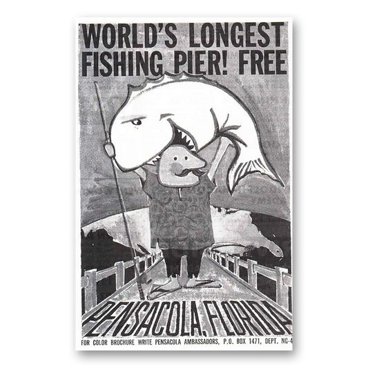 1962 Pensacola Florida World's Longest Fishing Pier Vintage Magazine Print Ad