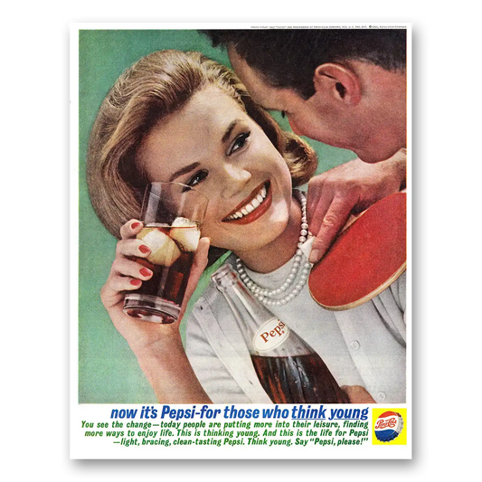 1962 Pepsi Think Young Vintage Magazine Print Ad