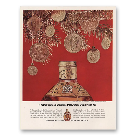 1962 Pinch Scotch Money Grew on Christmas Trees Vintage Magazine Print Ad